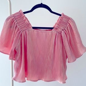 QUEEN OF SPARKLES PALE PINK PLEAT FLUTTER TOP